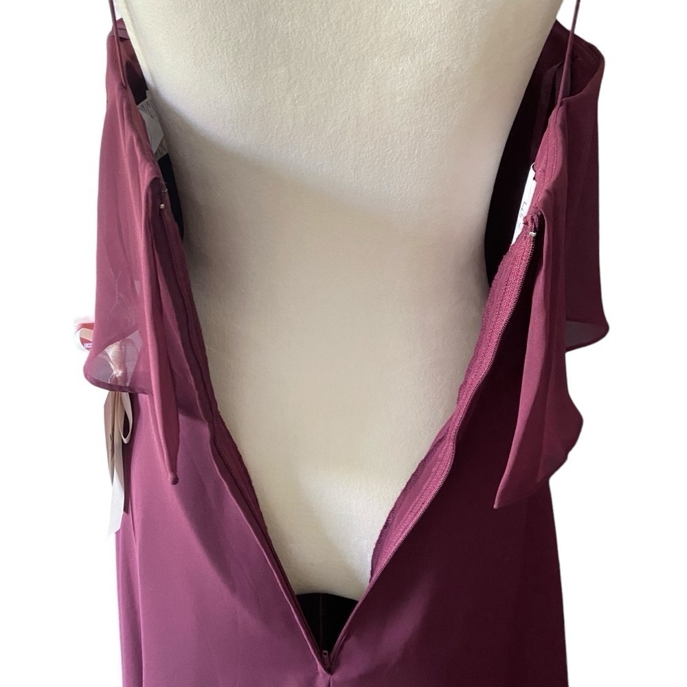 MORILEE Chiffon Bridesmaid Dress Bordeaux Wine Floor Length Long 8 NWT Wedding - Picture 11 of 16